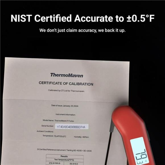 ProfessionaI Meat Thermometer Digital, 3X Faster 0.5 Sec Instant Read, NIST - Picture 3 of 8